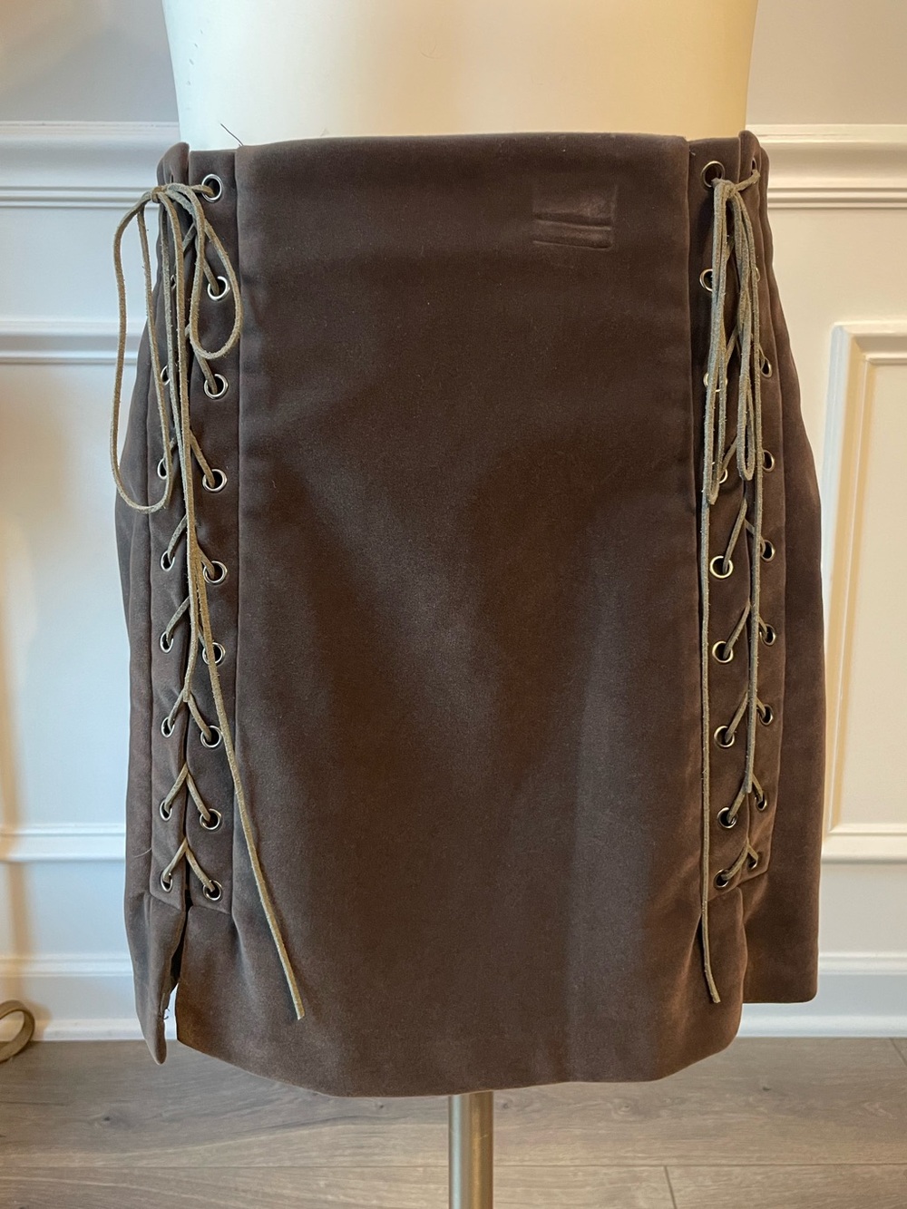 AMAZING Charcoal Lace-Up Mini Skirt